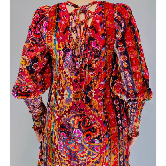 ANTHROPOLOGY Womens Dress Velvet Mini Cocktail Dress Size 4 Burgundy Red Orange - Picture 15 of 15